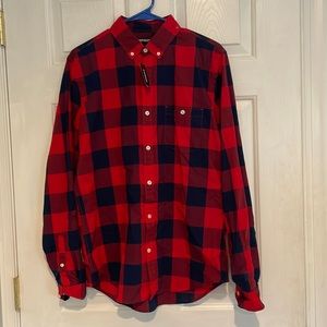 Red Plaid Expeess Long Sleeve Button Down Size M